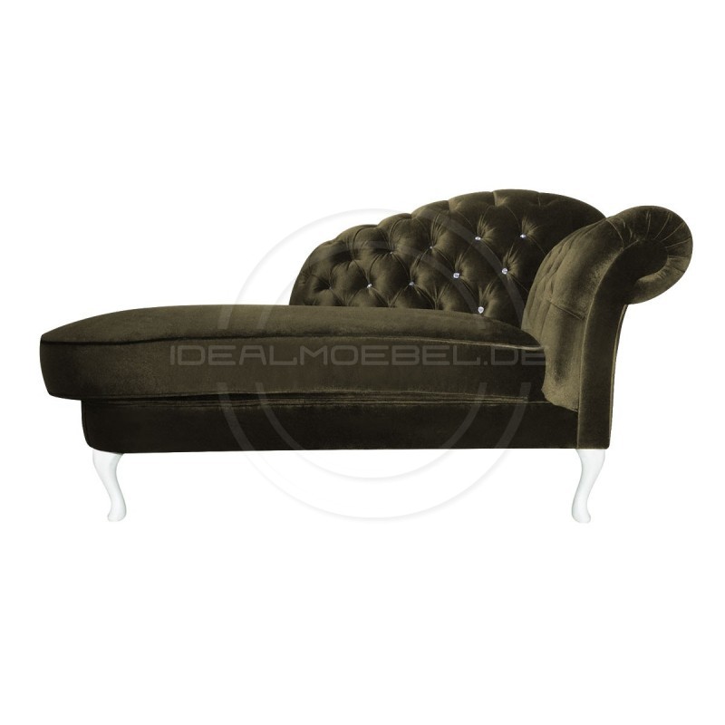 Glamour Chaiselongue Chesterfield Custom Soft mit Kristallen Samt