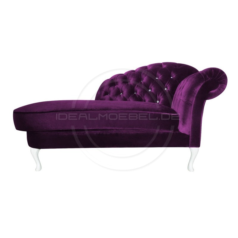 Glamour Chaiselongue Chesterfield Madame Soft mit Kristallen Samt