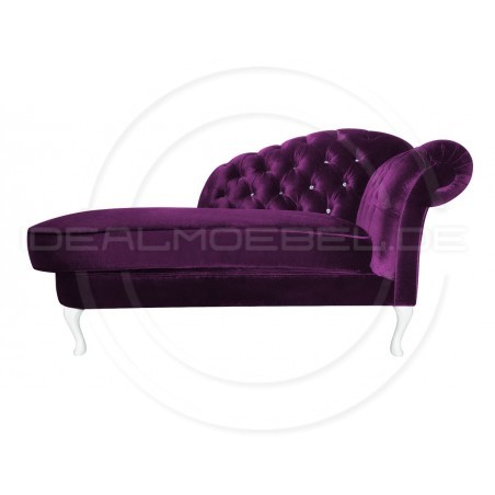 Glamour Chaiselongue Chesterfield Madame Soft mit Kristallen Samt