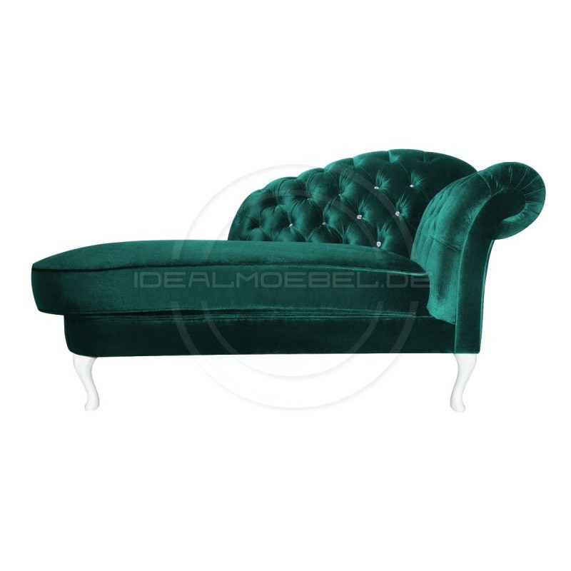 Glamour Chaiselongue Chesterfield Custom Soft mit Kristallen Samt
