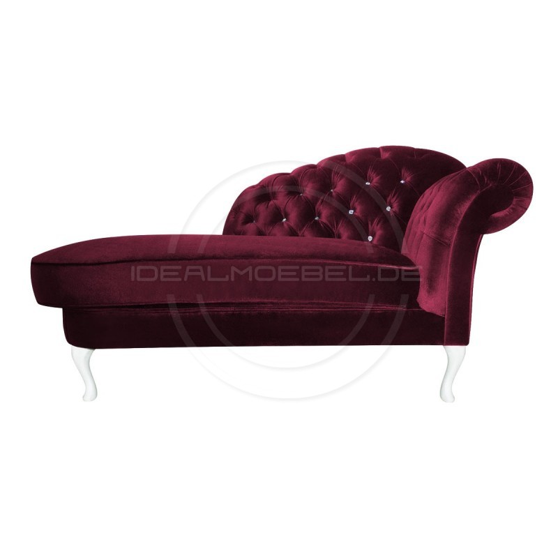 Glamour Chaiselongue Chesterfield Custom Soft mit Kristallen Samt