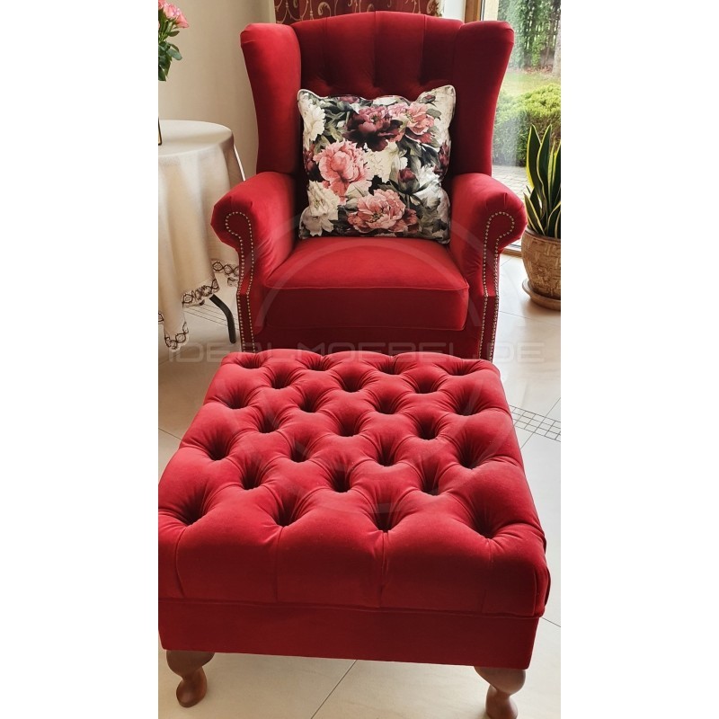 Chesterfield OHRENSESSEL Ton Samt