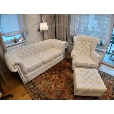 Chesterfield Schlafsofa Original Classic mit Schlaffunktionr, Samt 3-Sitzer