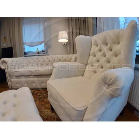 Chesterfield Schlafsofa Original Classic mit Schlaffunktionr, Samt 3-Sitzer