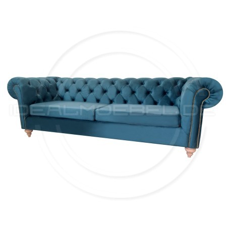 Chesterfield Sofa Swan Samt 3-Sitzer