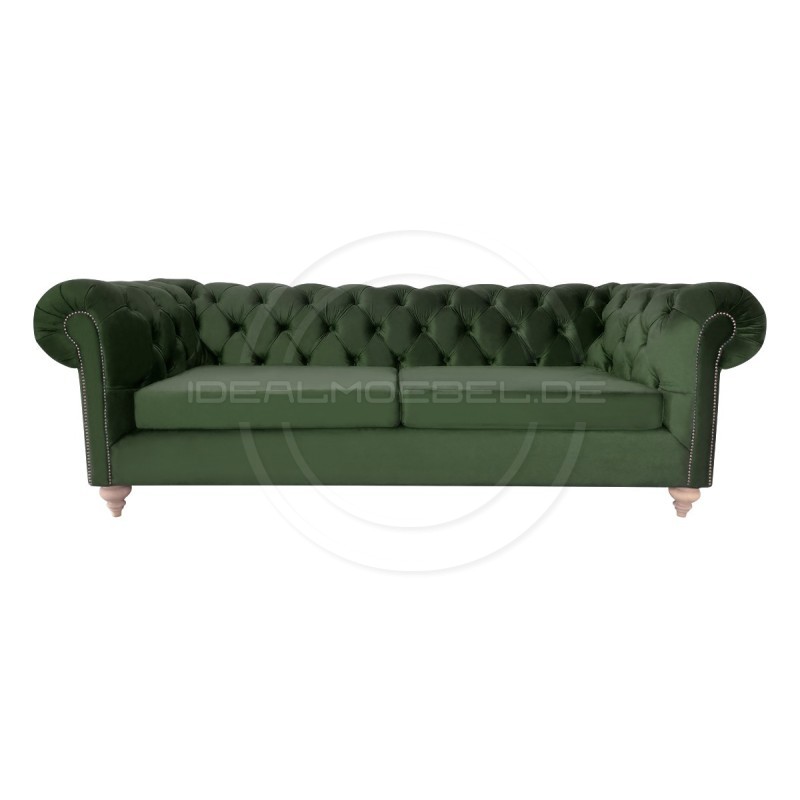 Chesterfield Sofa Swan Samt 3-Sitzer