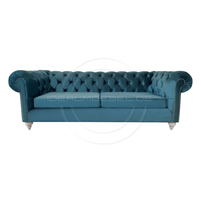 Chesterfield Sofa Swan Samt 3-Sitzer