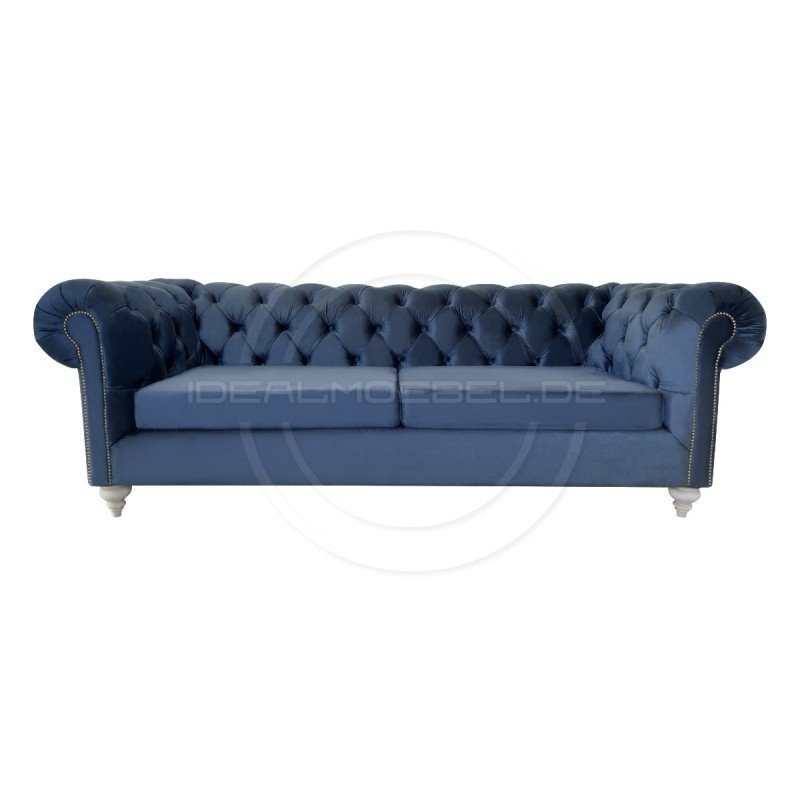 Chesterfield Sofa Swan Samt 3-Sitzer