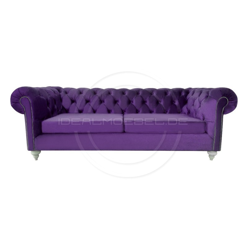 Chesterfield Sofa Swan Samt 3-Sitzer