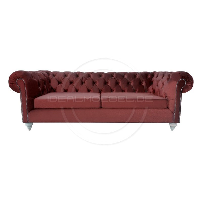 Chesterfield Sofa Swan Samt 3-Sitzer