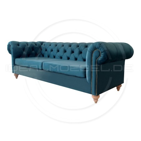 Chesterfield Sofa Swan Samt 3-Sitzer