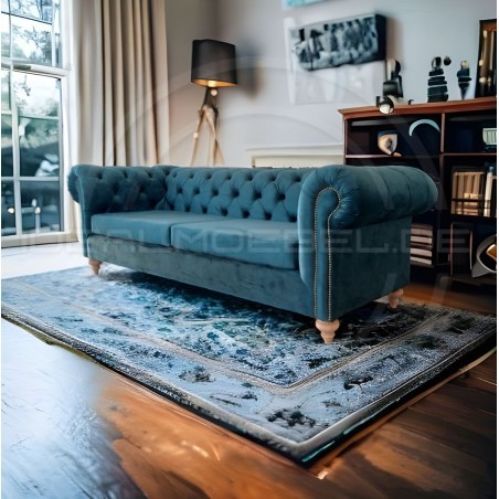 Chesterfield Sofa Swan Samt 3-Sitzer