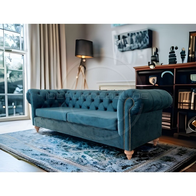 Chesterfield Sofa Swan Samt 3-Sitzer