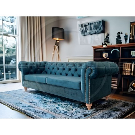 Chesterfield Sofa Swan Samt 3-Sitzer