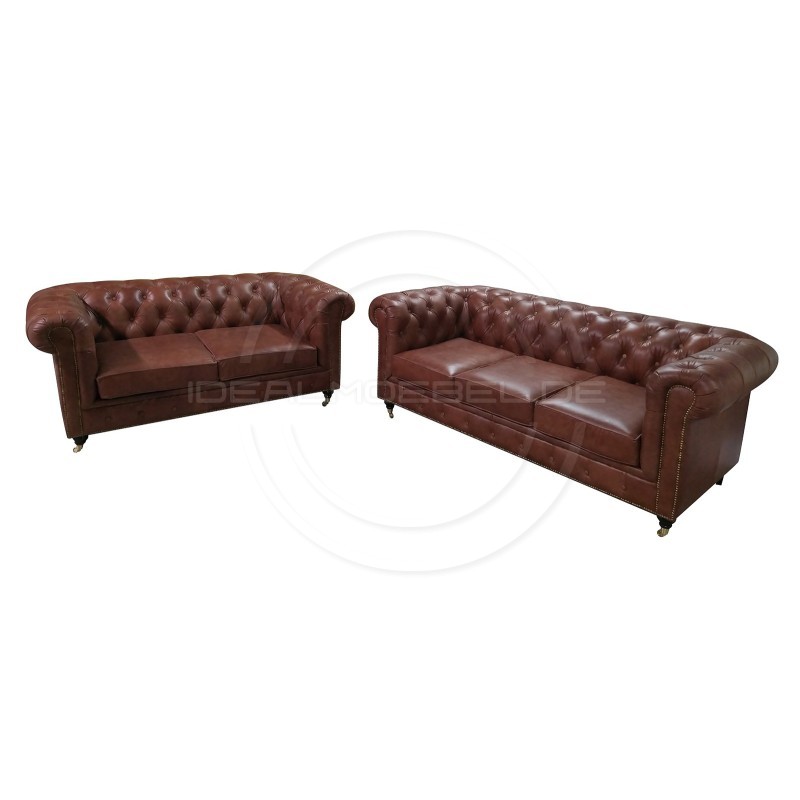 Chesterfield LederSofa auf Rollen Swan 3-Sitzer