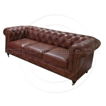 Chesterfield LederSofa auf Rollen Swan 3-Sitzer