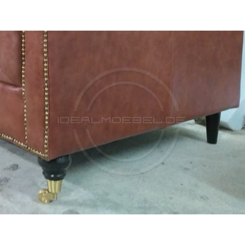 Chesterfield LederSofa auf Rollen Swan 3-Sitzer