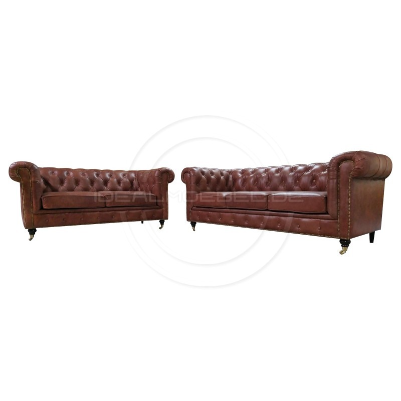 Chesterfield LederSofa auf Rollen Swan 3-Sitzer
