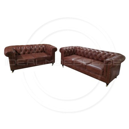 Chesterfield LederSofa auf Rollen Swan 2-Sitzer