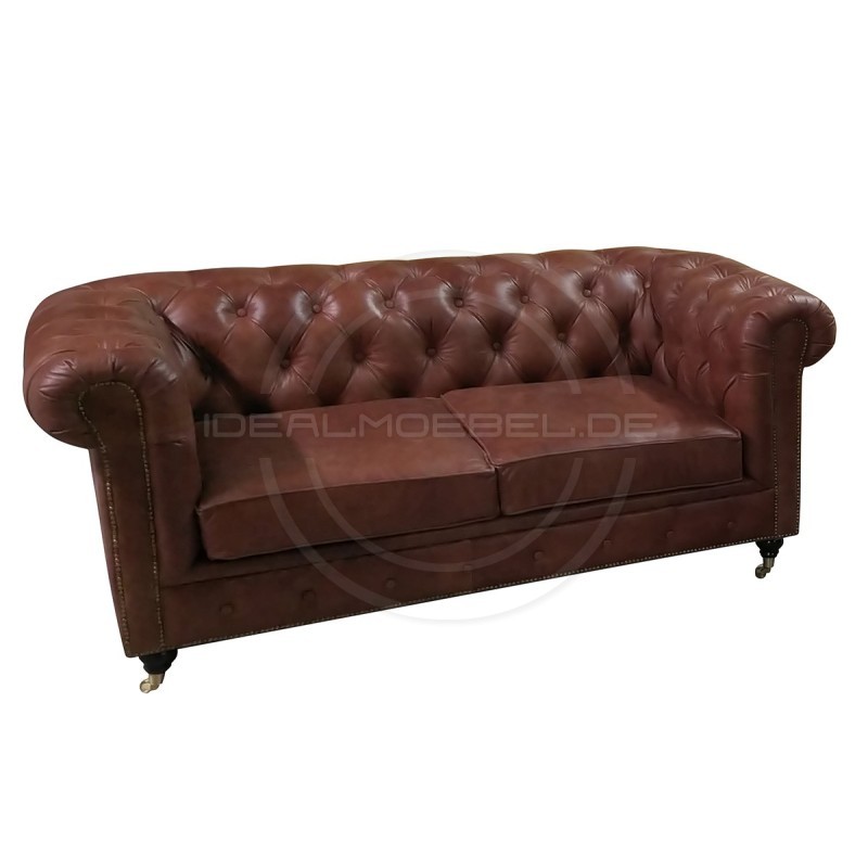 Chesterfield LederSofa auf Rollen Swan 2-Sitzer