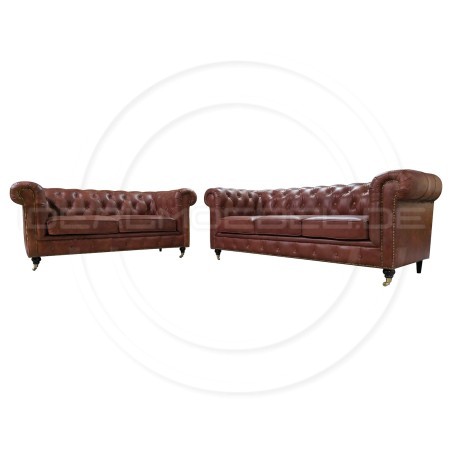 Chesterfield LederSofa auf Rollen Swan 2-Sitzer