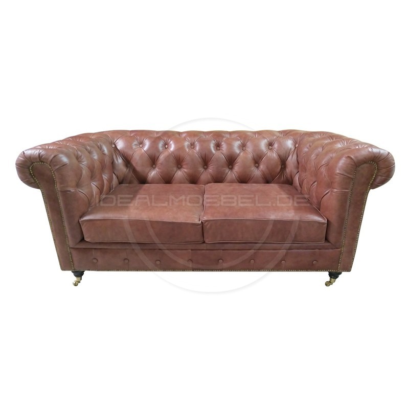 Chesterfield LederSofa auf Rollen Swan 2-Sitzer