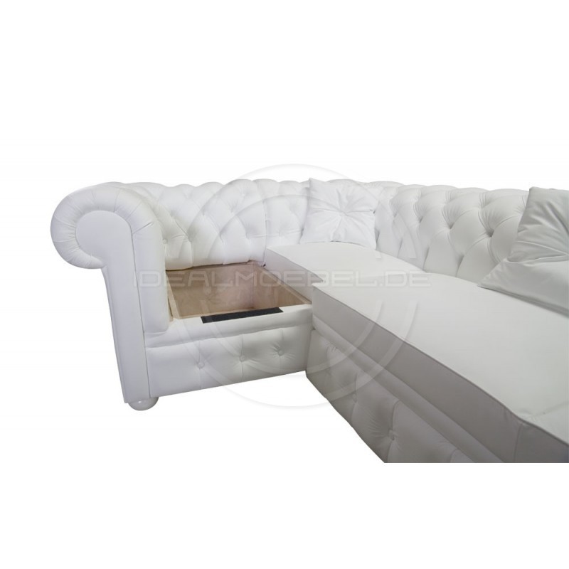 Narożnik Chesterfield March Rem z funkcją spania i pojemnikiem