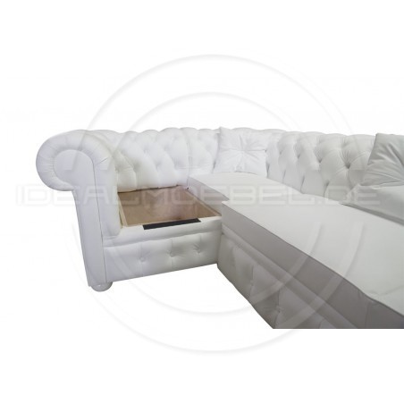 Narożnik Chesterfield March Rem z funkcją spania i pojemnikiem