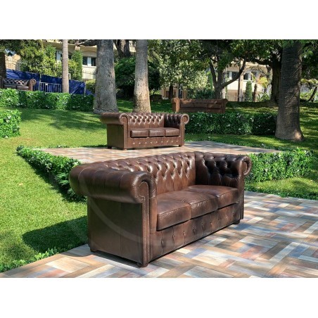 Chesterfield Ledersofa Classic 3-Sitzer