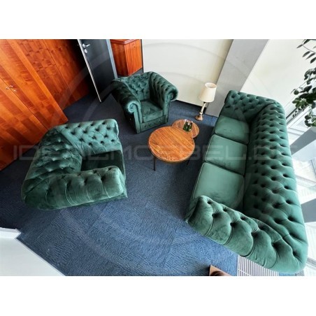 Chesterfield Sofa Classic XL Samt 3,5-Sitzer