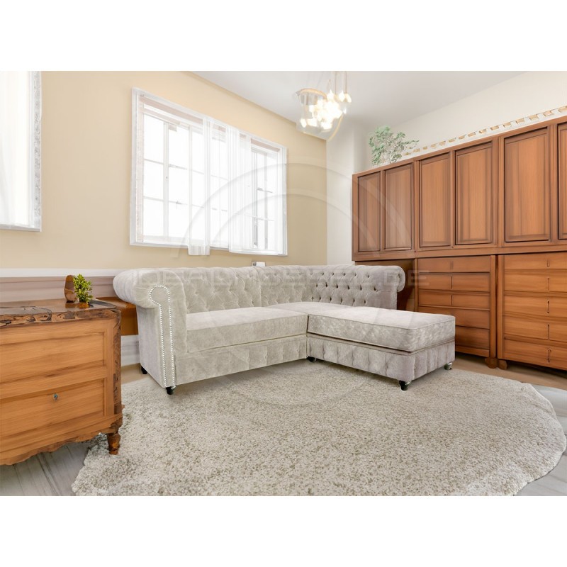 Chesterfield Ecksofa Lady 220x150 Samt