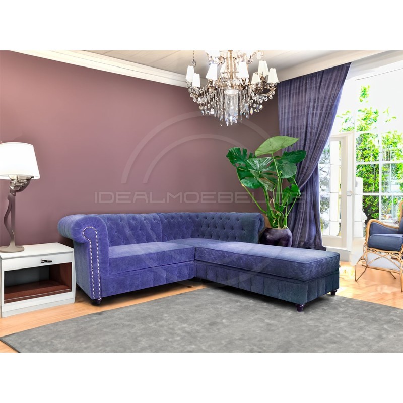 Chesterfield Ecksofa Lady 220x200 Samt