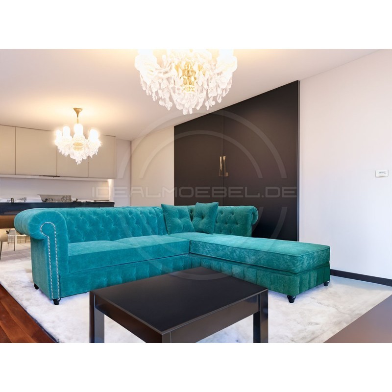 Chesterfield Ecksofa Lady 220x150 Samt