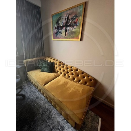 Chesterfield Chaiselongue Normal mit Schlaffunktion Samt