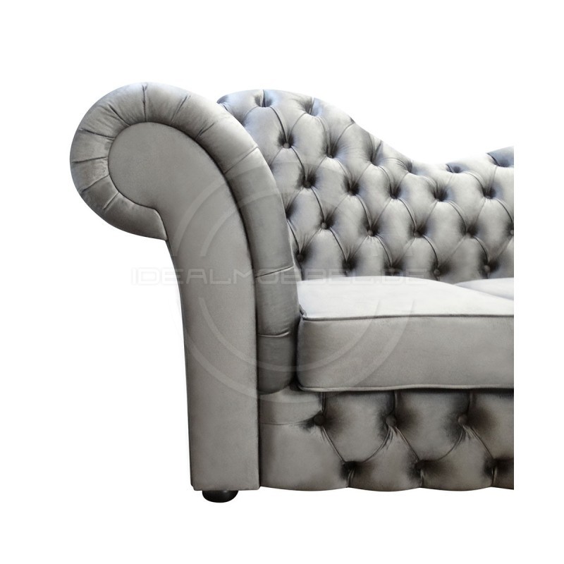 Kleine Chesterfield Sofa Madame Wave mit Schlaffunktion Samt 2-Sitzer