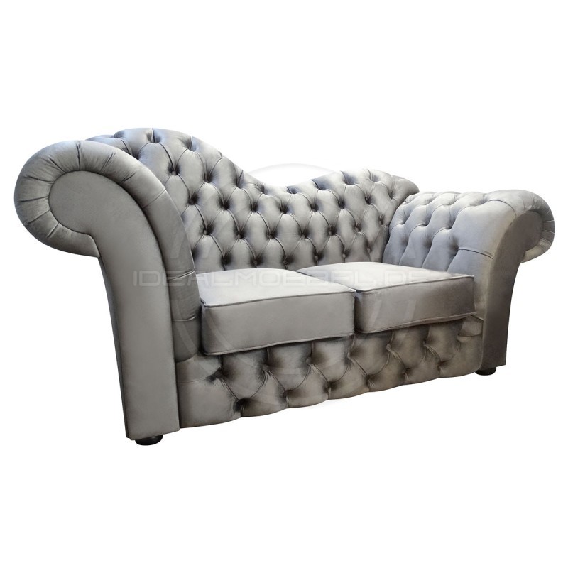 Kleine Chesterfield Sofa Madame Wave mit Schlaffunktion Samt 2-Sitzer