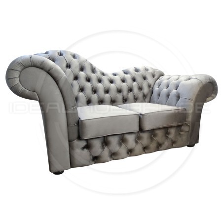 Kleine Chesterfield Sofa Madame Wave mit Schlaffunktion Samt 2-Sitzer
