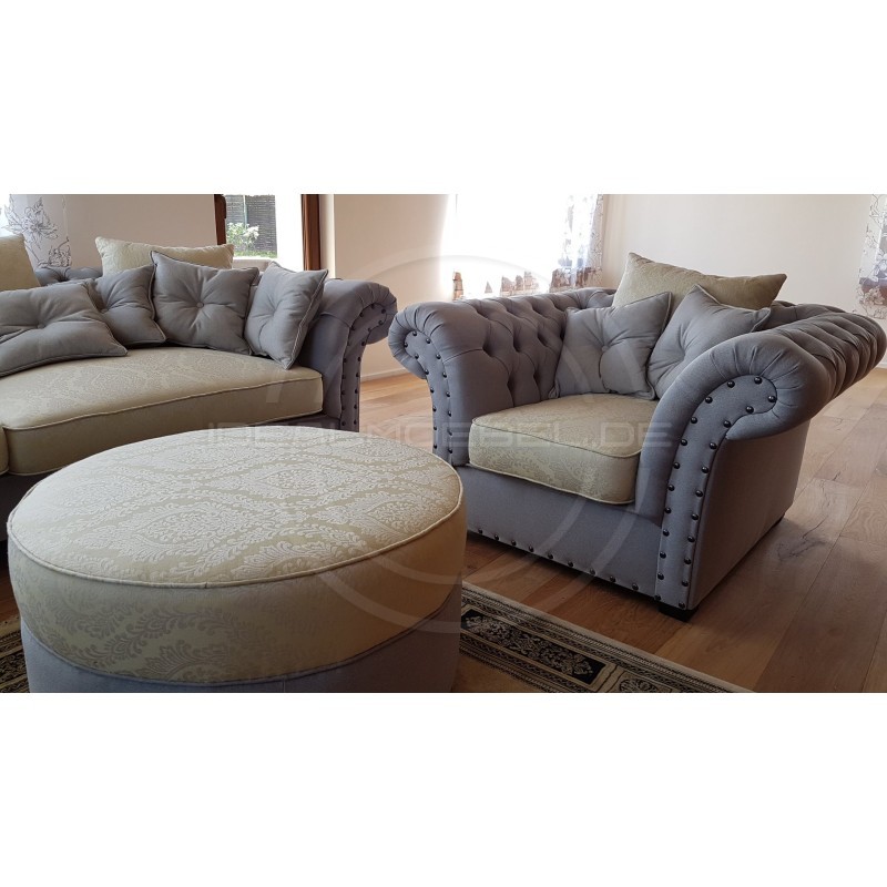 Chesterfield Sofa Diva Plus Samt 3-Sitzer