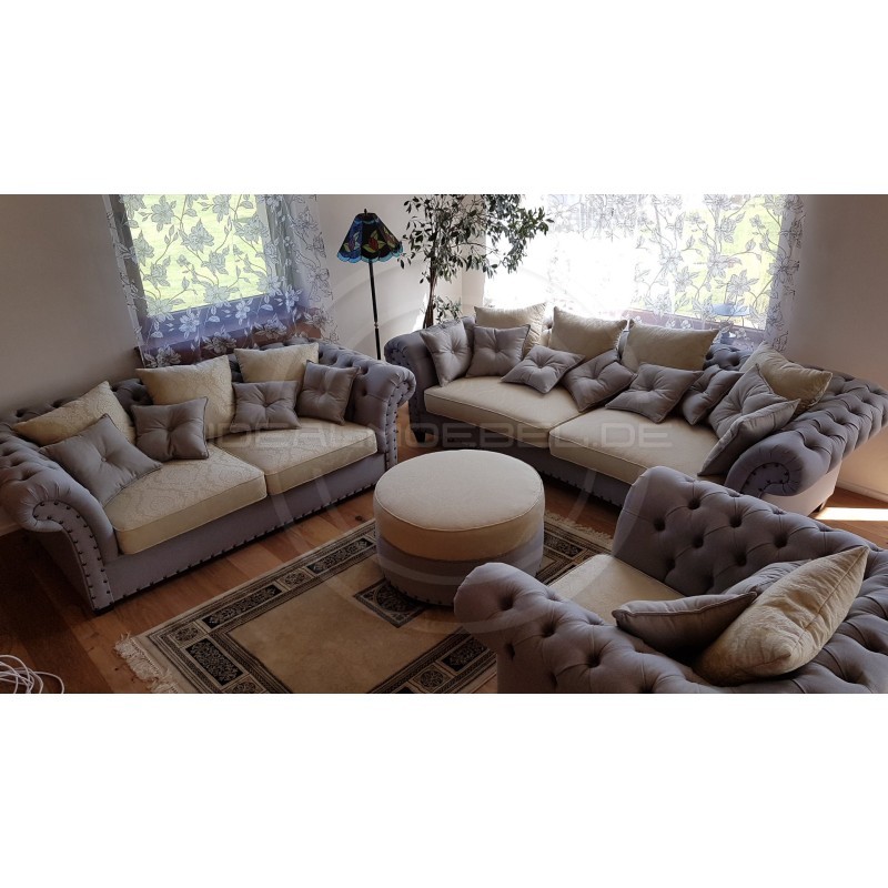Chesterfield Sofa Diva Plus Samt 3-Sitzer