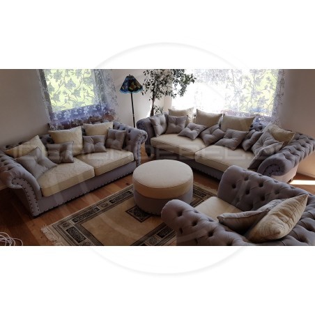 Chesterfield Sofa Diva Plus Samt 3-Sitzer