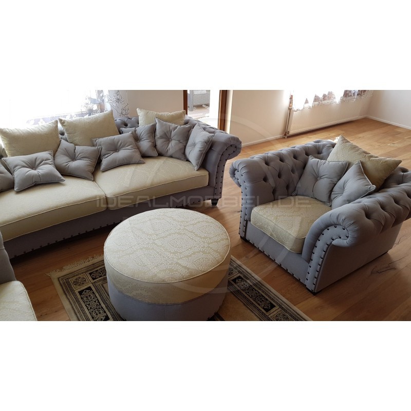 Chesterfield Sofa Diva Plus Samt 3-Sitzer