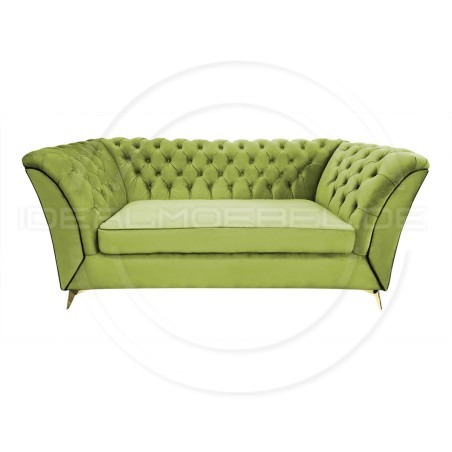 Chesterfield Glamour Sofa Luton Samt 3-Sitzer Goldene Beine