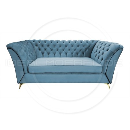 Chesterfield Glamour Sofa Luton Samt 3-Sitzer Goldene Beine