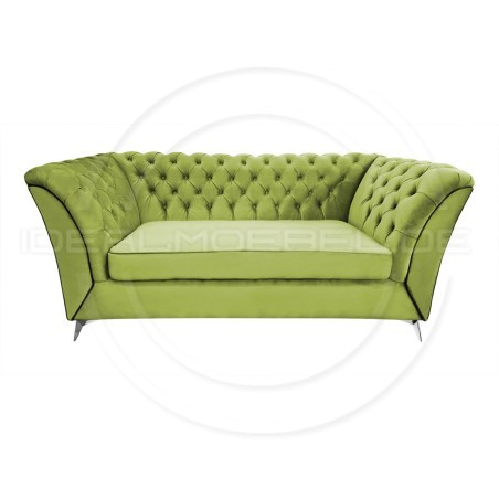 Chesterfield Glamour Sofa Luton Samt 3-Sitzer Silber Beine