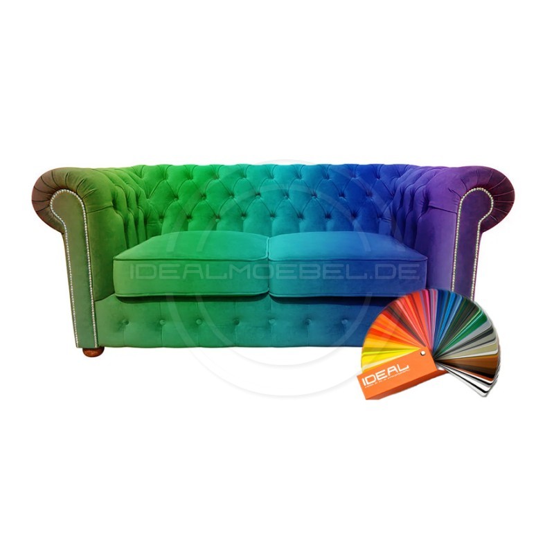 Chesterfield Schlafsofa March mit Schlaffunktion  Samt 2,5-Sitzer