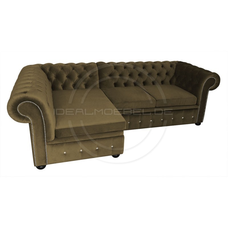 Chesterfield Ecksofa mit Schlaffunktion und Stauraum Normal 160x260