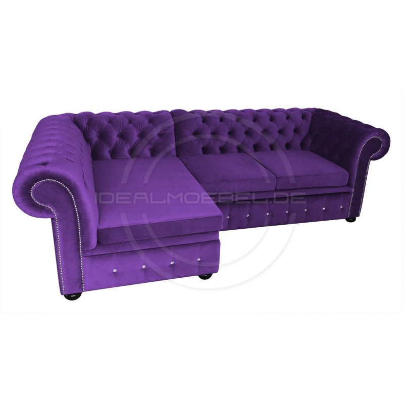 Chesterfield Ecksofa mit Schlaffunktion und Stauraum Normal 160x260