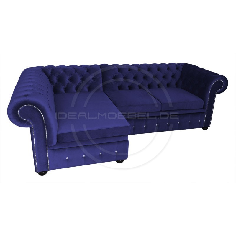 Chesterfield Ecksofa mit Schlaffunktion und Stauraum Normal 160x260