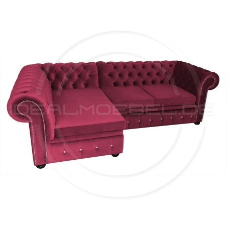 Chesterfield Ecksofa mit Schlaffunktion und Stauraum Normal 160x260
