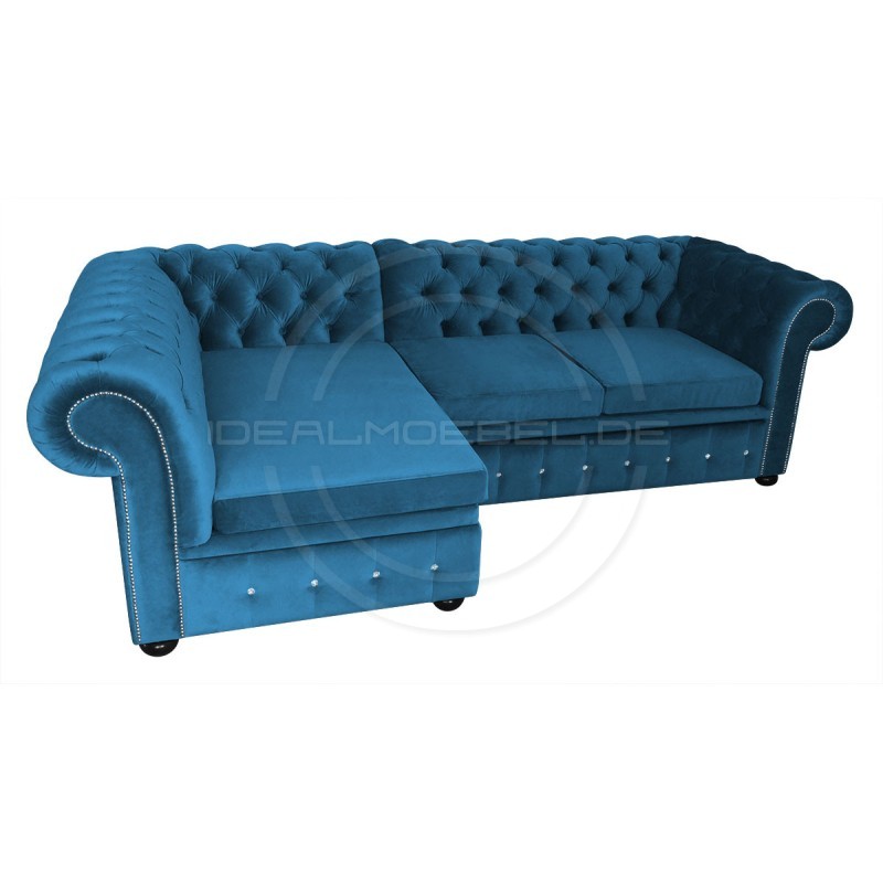 Chesterfield Ecksofa mit Schlaffunktion und Stauraum Normal 160x260